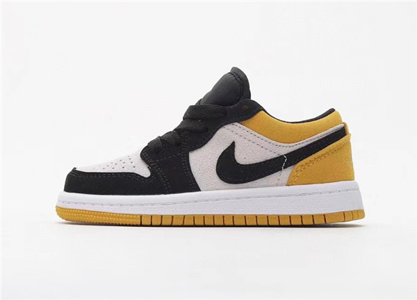 Youth Running Weapon Air Jordan 1 Black/Yellow/White Shoes 0065